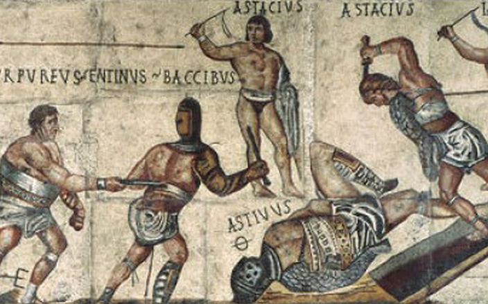 Mosaico romano gladiatori